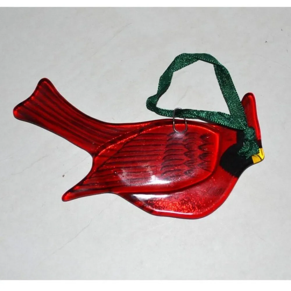 Set Of 3 Red Cardinals Christmas Tree Ornaments In Box Unbranded